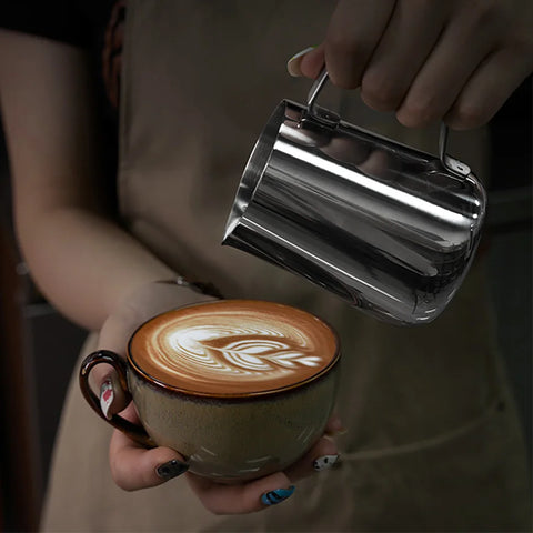 Milk Frother Jugs with Scale 350ml 600ml Stainless Steel Espresso Coffee Milk Pitcher Barista Steaming Cup Latte Art Needle
