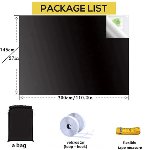100 Blackout Window Cover Darkest Light Block Black Privacy Film House Home Tint Glass Cloth Curtain Bedroom UV Sunshade Sun