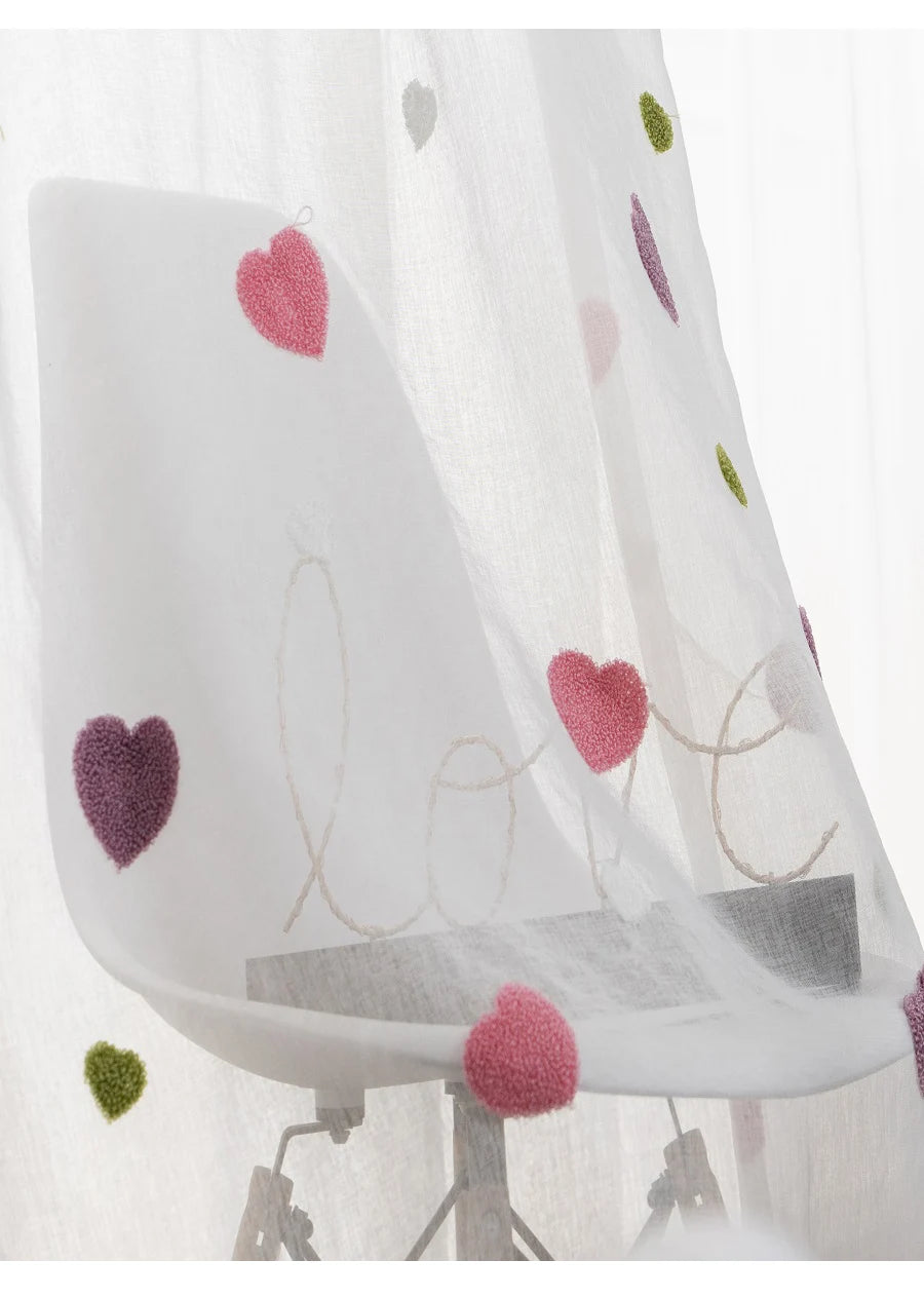 Cartoon Pink Heart Shape Blackout Curtains For Baby Girls Bedroom  Lovely Tulle For Living Room Window Treatment Drapys X-M05#30
