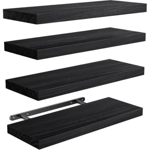 1pc Floating Shelves Wooden Wall Mounted Storage Shelf Deeper Thicker Bathroom Shelves for Living Room, Bedroom, Kitchen