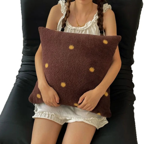 2025 class A sheep wool throw pillow cartoon small fresh throw pillow living room bedroom pillow 45x45cm