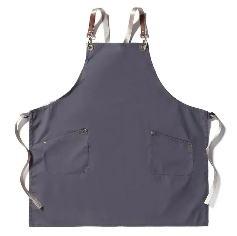 Fashion Unisex Work Apron For Men Canvas Black Apron Bib Adjustable Cooking Kitchen Aprons For Woman With Tool Pockets