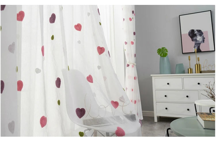 Cartoon Pink Heart Shape Blackout Curtains For Baby Girls Bedroom  Lovely Tulle For Living Room Window Treatment Drapys X-M05#30