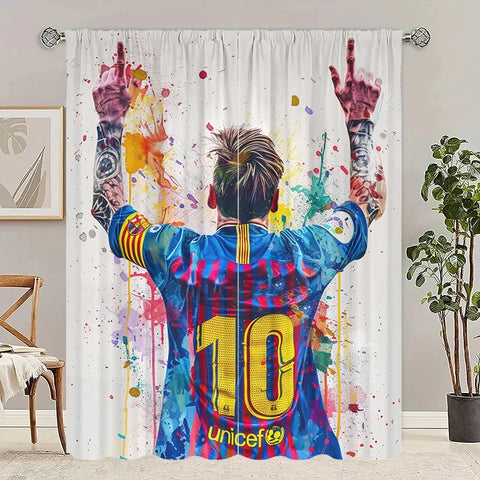 Various Football Number 10 Players -2 pieces - Printed curtains, 100% polyester, suitable for home decor (excluding poles)