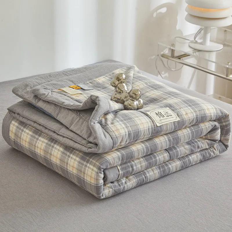 All cotton Air conditioning quilted quilt core summer washable comforter Simple Plaid soft duvet of single twin full queen size