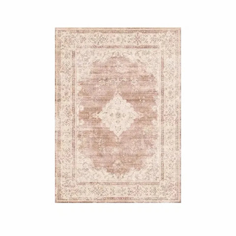VIKAMA Bohemian Faux Wool Rug - Ultra-Thin, Stain-Resistant,Non-Slip Carpet for Study Room & Living Room,Soft Floor Mat Home Dec