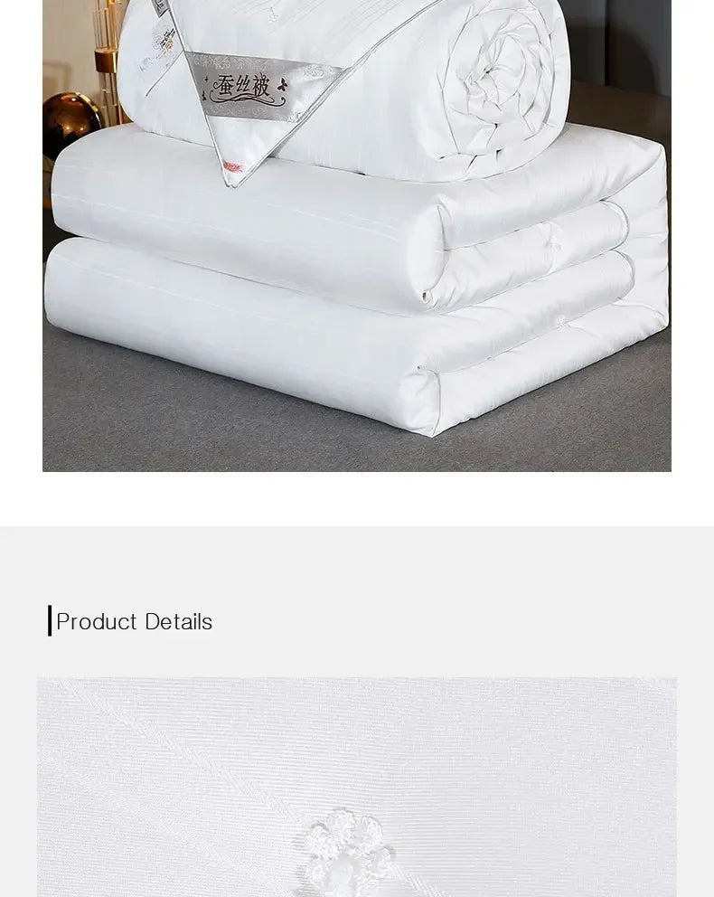 100% Mulberry Silk Quilt Healthy Beauty Handwork Silk Comforters Duvet Silk Filled Double Queen King Quilt 1PCS Durable Bedding