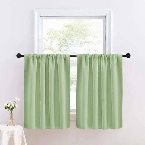 1pc Solid Short Curtain, Small Curtains for Kitchen, Bathroom, High Blackout Curtains for Home Decoration, UV Protection