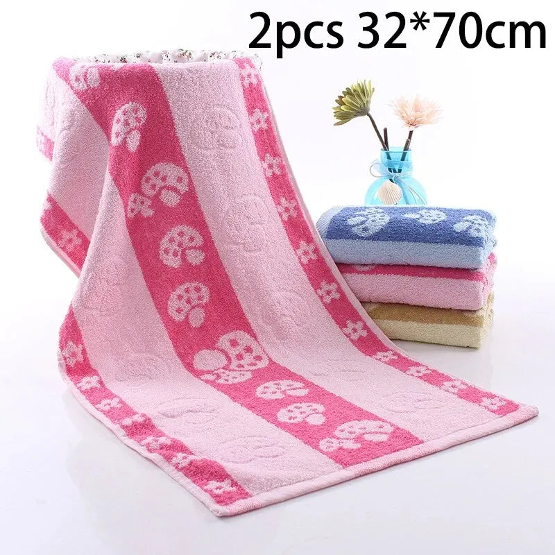 2pcs Cotton Towel Mushroom Style Absorbent Towel Quick Absorbent Soft Quick Dry Face Towel Bathroom Hotel Travel Supply