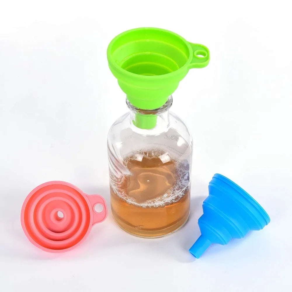 Kitchen Silicone Collapsible Funnel Set of 3 Foldable-Cooking-Food-Grade for Filling Bottles Perfume Capsules Fry Oil Filter
