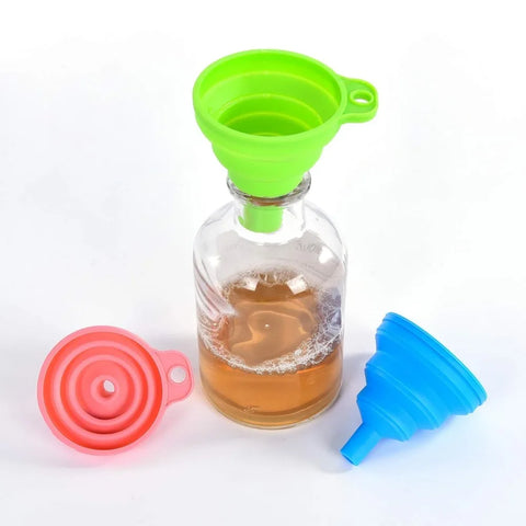 Kitchen Silicone Collapsible Funnel Set of 3 Foldable-Cooking-Food-Grade for Filling Bottles Perfume Capsules Fry Oil Filter