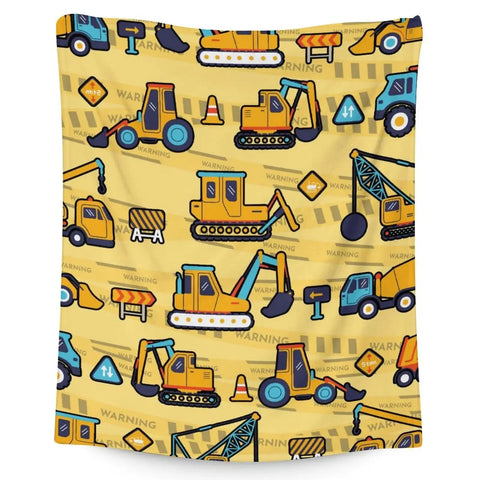 Yellow Construction Truck Blanket Cartoon Tractor Cars Flannel Throw Blankets for All Season Kids Boys Excavator Sofa Blanket