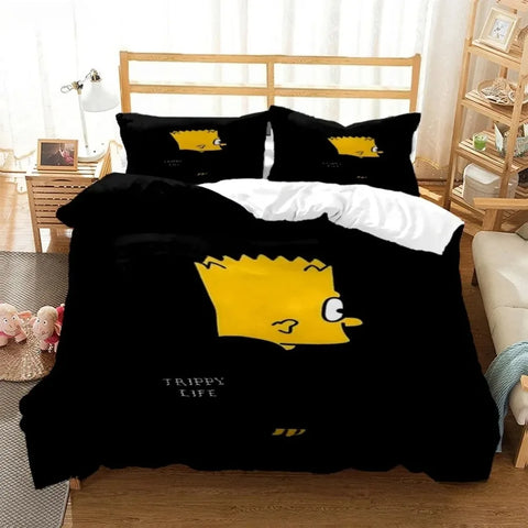 S-Simpsons Bedding Sets,The Simpsons Cover Sets,Anime Cosplay Cute Bed Quilt Covers Pillowcases for Children Adolescents