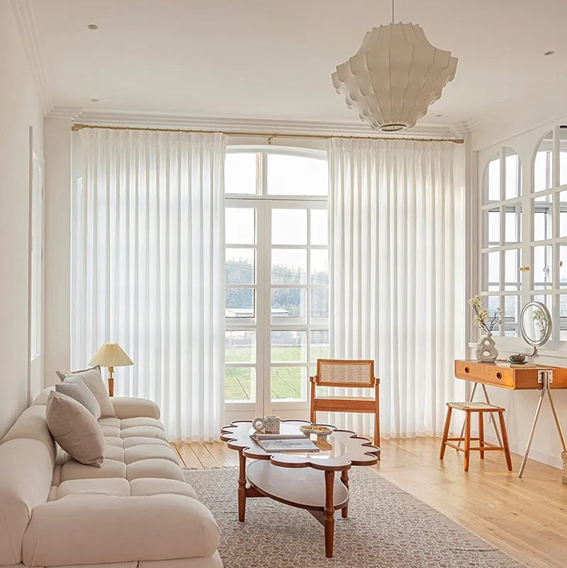 Thick Dense Soft Tulle Silk Like Cream White Sheer Curtains for Living Room Bedroom Window Voiles S Folds Kitchen Drapes
