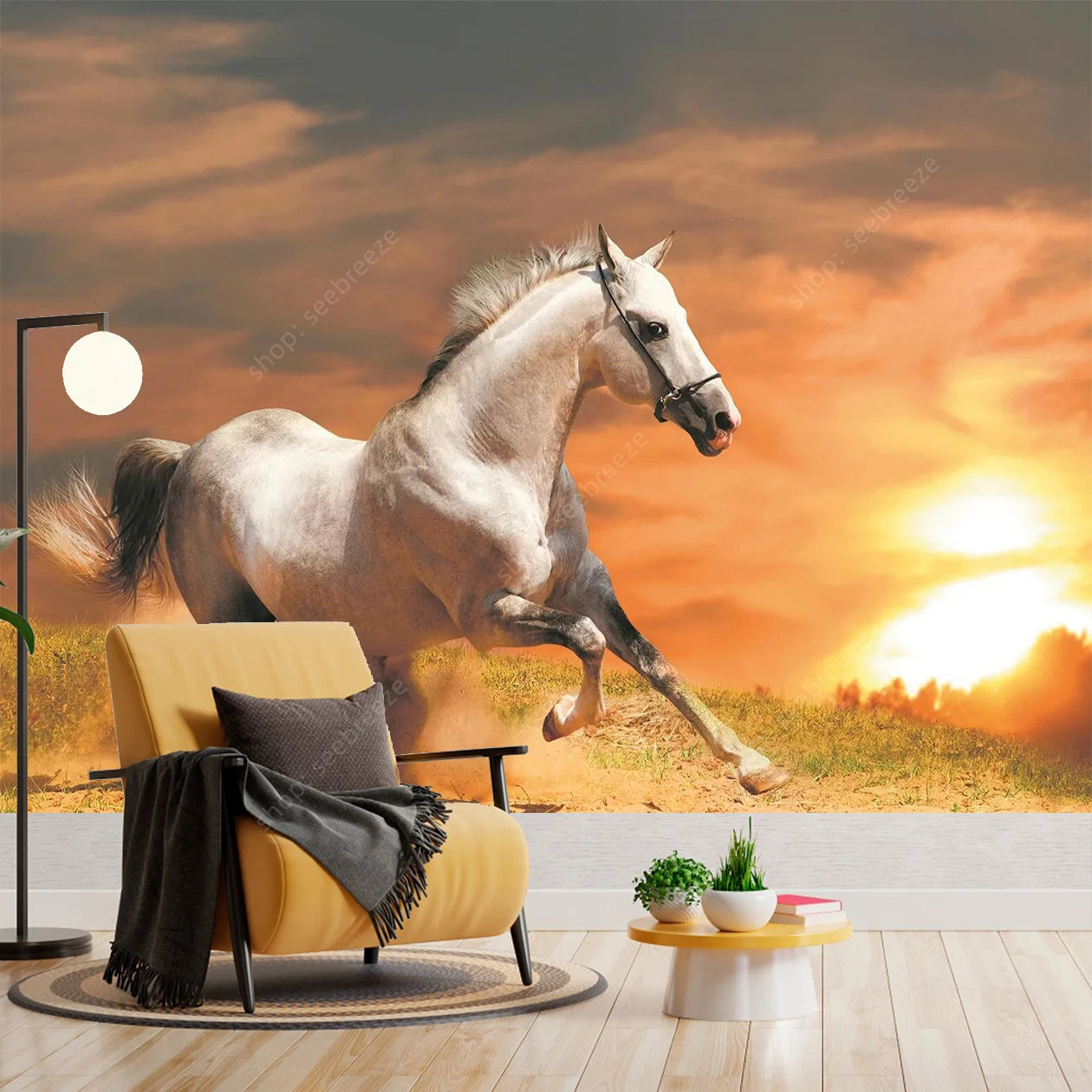 Majestic Black and White Horse Tapestry Elegant Equine Wall Art for Living Room Bedroom Decor Modern Boho Style Home Design