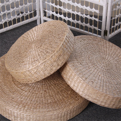 Straw Cushion Floor Tatami Pouf Meditation Woven Pillow Japanese Yoga Pad Zen Round Room Paddedworship Weave Flat