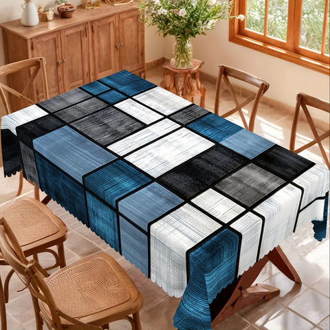 Modern Geometry Texture Rectangle Waterproof Tablecloth Table Decor Reusable Kitchen Dining Table Cloth Holiday Party Decoration