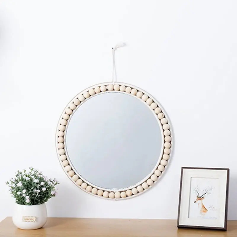 Rattan Handicrafts Decorative Round Mirror Makeup Mirror Bed and Breakfast Living Room Entrance Wall Wall Decorative Mirrors