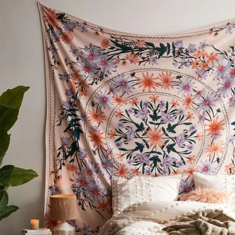 Macrame Wall Decor Tapestry Mandala Flower Psychedelic Bohemian Wall Hanging Home Living Room Dorm Bedroom Decor Aesthetic Tapiz