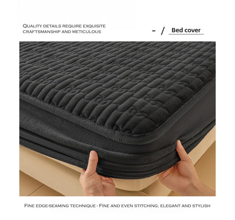 WASART Quilted coral fleece mattress protector cover winter warm elastic fitted sheet couple double bed protection pad 180x200