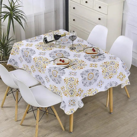 1pcs PEVA Waterproof Oilproof Tablecloth Washable Fabric For Dining Table Kitchen Decor Beautiful Flower Pattern Table Cloth
