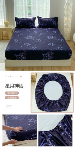 1pc Waterproof Fitted Bed Sheets Cartoon Style Single Bed Cover for Kids Queen/King sabanas cama matrimonial(without pillowcase)