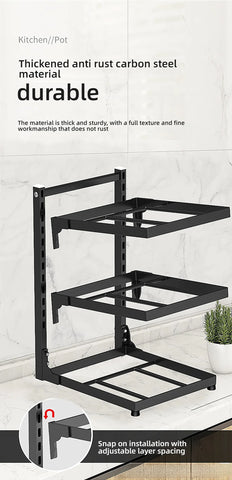 Kitchen Shelf Space-saving Kitchenware Storage Rack Adjustable Pot Rack 2-4 Tiers Under Sink/Corner Applicable