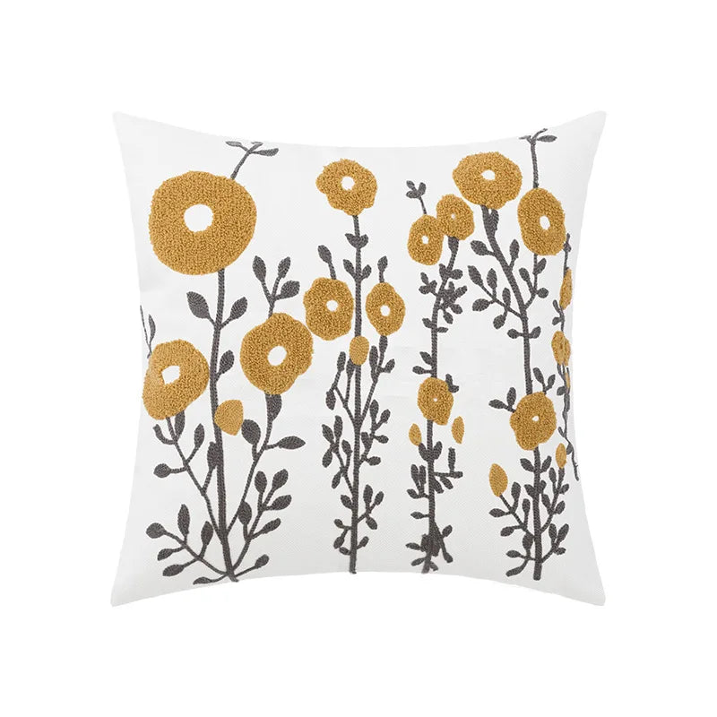 наволочки новог Cushion Cover Daisy Yellow Floral Geometric 45x45/30x50cm Blue Embroidery Soft Cozy Pillow Cover for Living Room