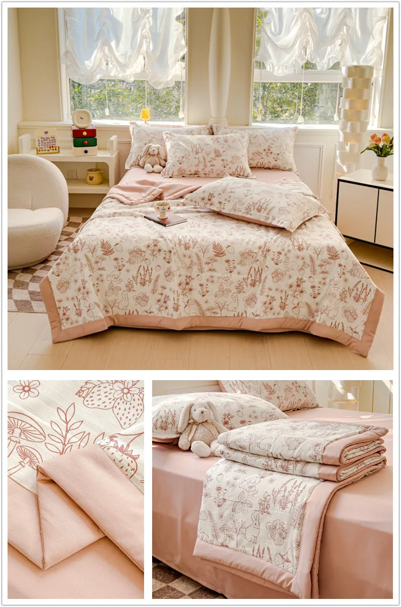 Printed Thin Duvet Skin-friendly Comforter 100x150cm for Kids Quilt Soft Bedspread Summer Blanket edredones (No Pillowcase)