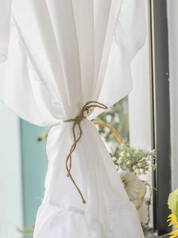 White Half-Curtain Mini for Bedroom Kitchen Door Drape Cafe Window Panel Sheer Tulle Curtain 1 Pcs