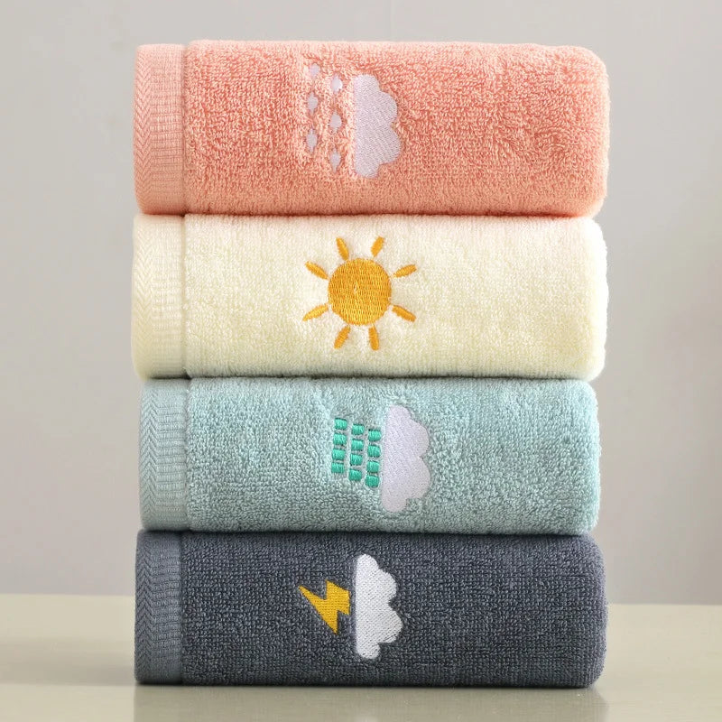 Bathroom cotton towel 74x34cm weather face towel embroidered word cute soft absorbent towel hand towel