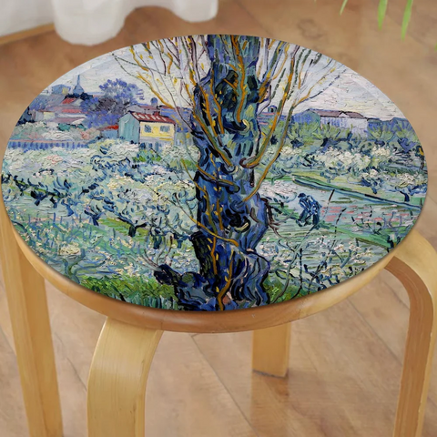 Van Gogh Nordic Printing Stool Pad Patio Home Kitchen Office Chair Seat Cushion Pads Sofa Seat 40x40cm Buttocks Pad
