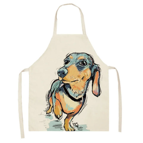 1Pcs Men Women Dog Printed Sleeveless Kitchen Hogar Pinafore Home Cleaning Tools 2 Size 68x55cm/47x38cm Aprons Tablier Cuisine