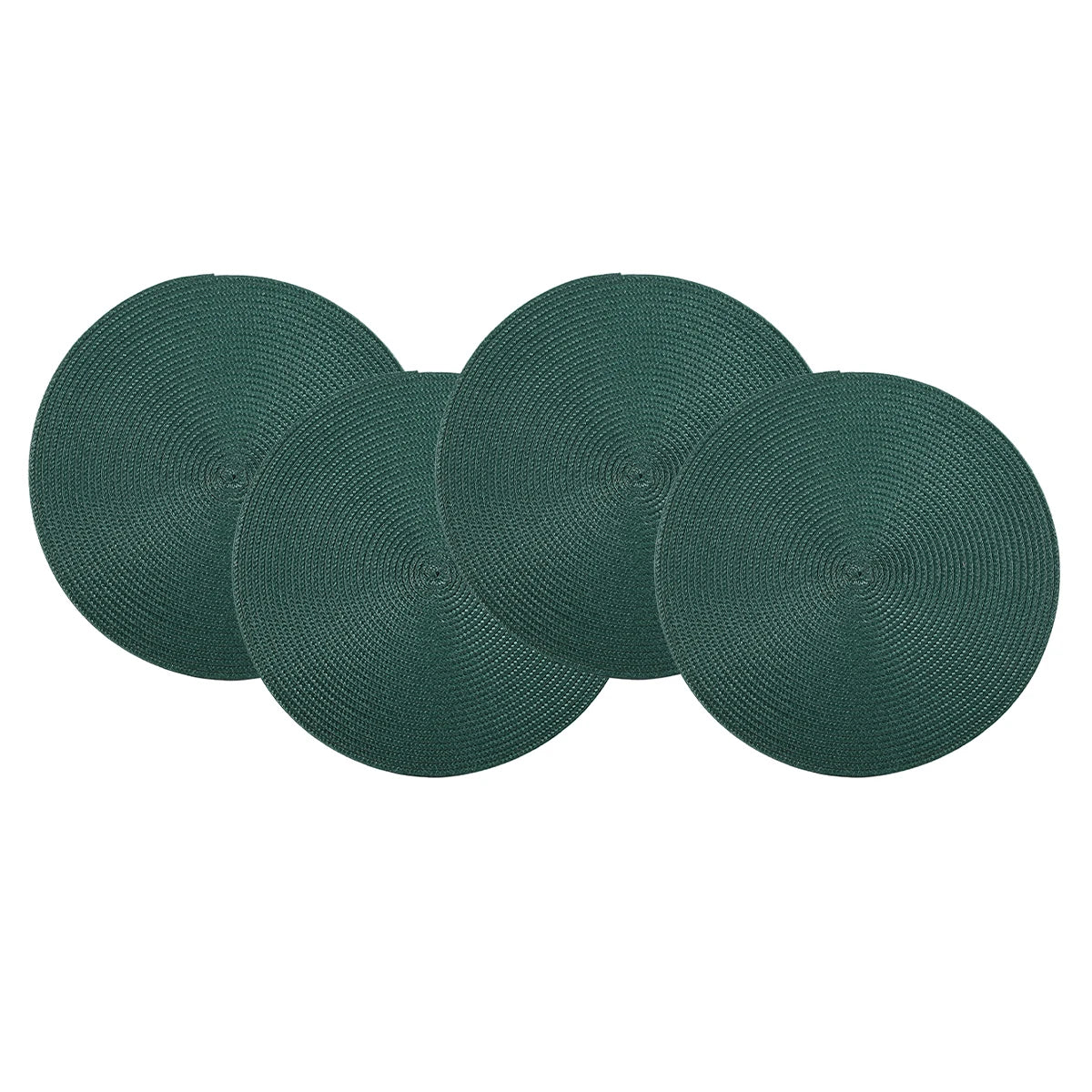 Round Braided Placemats Set of 4 Washable PP Heat Resistant 38cm Table Place Mat for Kitchen Xmas Dining Table Party Decor