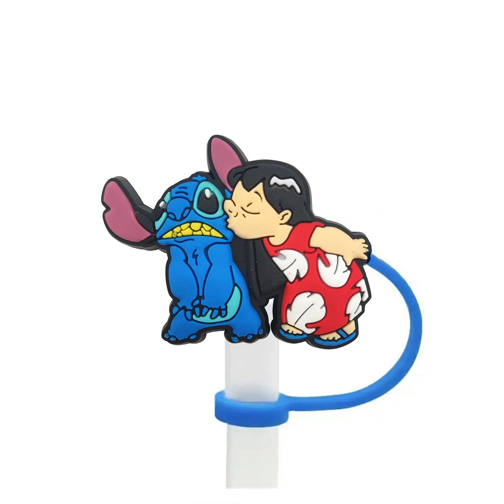 Disney Stitch Cartoon Silicone Straw Covers For Water Glass Bottle Drinking Dust Cap Straw Tip Cover Cup Accessories For 10mm