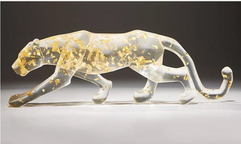 Modern Fortune Transparent Money Leopard Resin Ornaments Office Table Sculpture Crafts Home Livingroom Desk Figurines Decoration