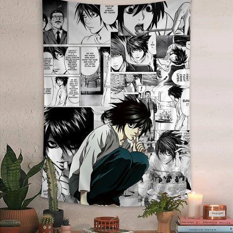Anime Death Note DN L Colorful Tapestry Wall Hanging Bohemian Wall Tapestries Mandala Wall Hanging Sheets