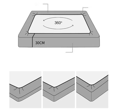 Waterproof Bed Cover Solid Color Fitted Bed Sheet With Elastic Band Anti-slip Adjustable Mattres Protector Fitted Sheet For Home