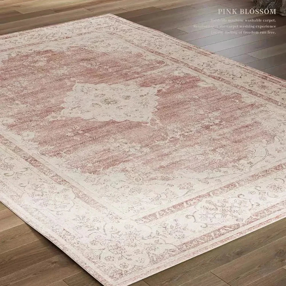 VIKAMA Bohemian Faux Wool Rug - Ultra-Thin, Stain-Resistant,Non-Slip Carpet for Study Room & Living Room,Soft Floor Mat Home Dec