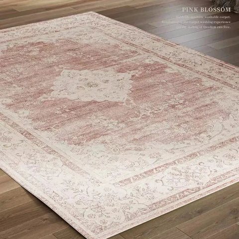 VIKAMA Bohemian Faux Wool Rug - Ultra-Thin, Stain-Resistant,Non-Slip Carpet for Study Room & Living Room,Soft Floor Mat Home Dec