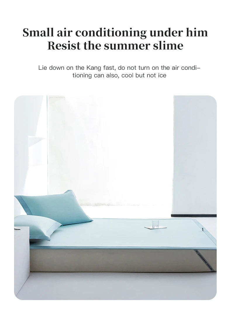 New summer ice silk cool mat bed sheet set, machine washable ice silk cold feeling bed sheet, a mat for sleeping naked in summer