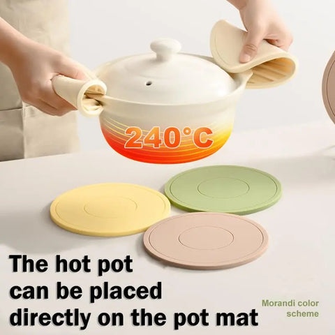 Placemats Set of 6, Silicone Trivets, Heat Resistant Pads, with 1 Gold Triangle Holder for Kitchen Hot Pots and Pans Coaster