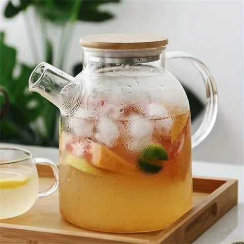 1L/1.8L Large Capacity Glass Teapot High Temperature Resistant Kettle for Steamed Juice Fruit & Iced Tea Home Kitchen Access