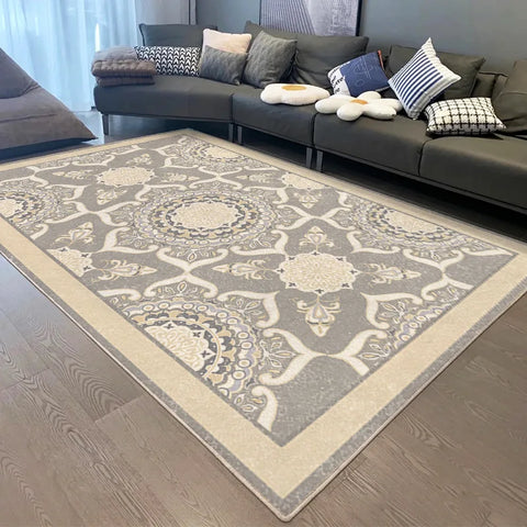 VIKAMA Square Nordic-style Carpet - A Simple and Luxurious Square Soft Crystal Fiber Rug, Suitable for Bedroom, Living Room or H