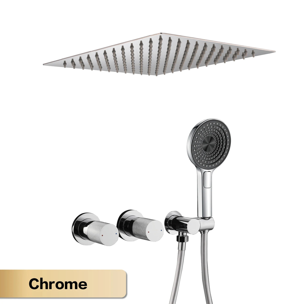 AITANA Minimalist Gun Grey Brass Ceiling Shower System Hidden Embedded Dual Handle Cold and Hot Water 2-Function Bathroom Mixer