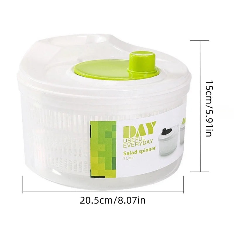 1Pc/Household Vegetable Salad Dehydrator Kitchen Vegetable Washing Hand-Cranked Spinner Double-Layer Draining Vegetable Basin Se