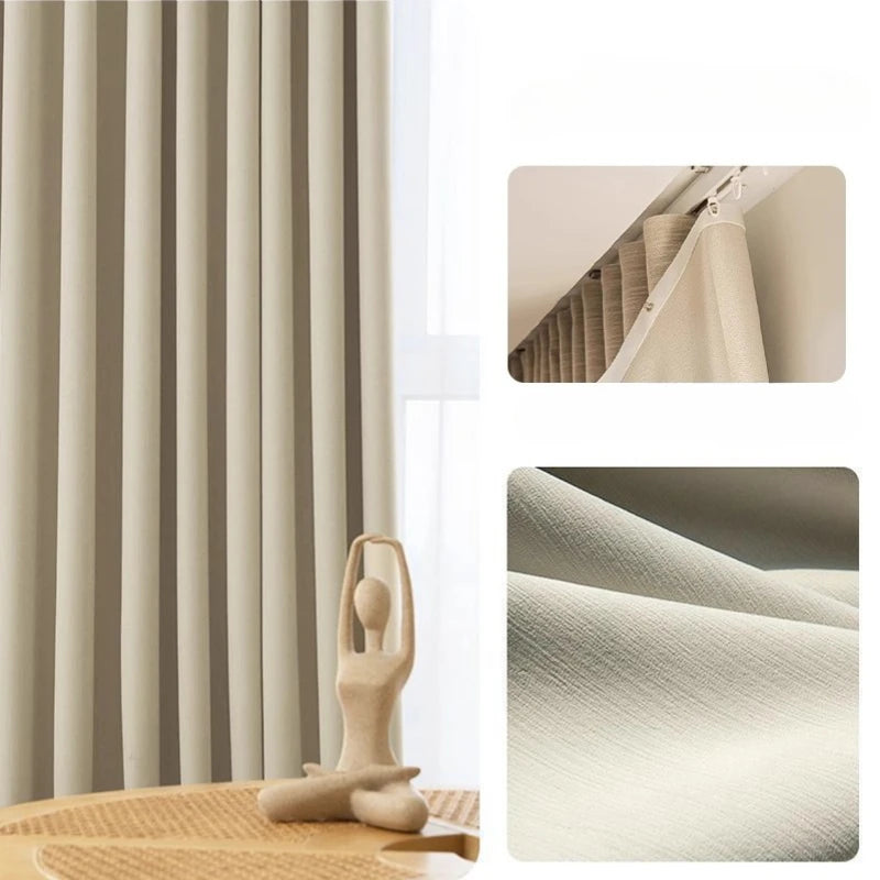 Custom Size S Wave Fold Curtains for Living Dining Room Modern Thick Chenille Blackout Bedroom White Tulle Window Decor Fashion