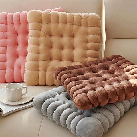 40*40CM Cookie Shaped Meditation Cushion Plush Fluffy Chair Cushion Machine Washable Student Seat Cushion Living Room Decoration
