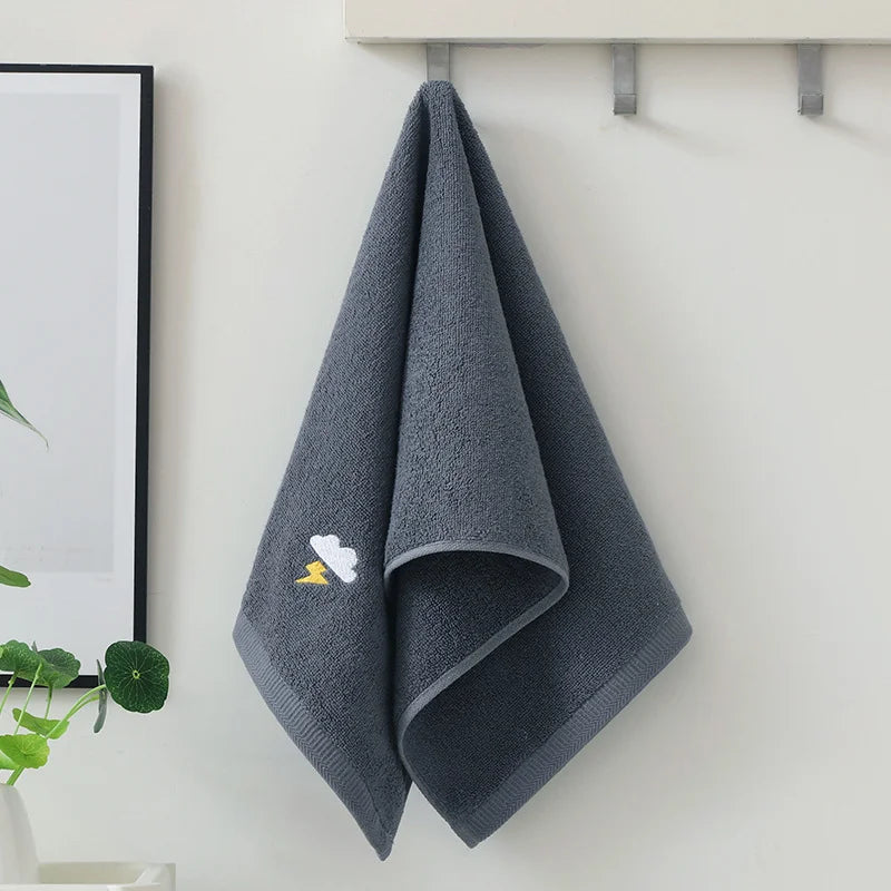 Bathroom cotton towel 74x34cm weather face towel embroidered word cute soft absorbent towel hand towel