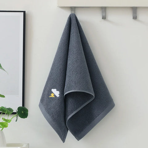 Bathroom cotton towel 74x34cm weather face towel embroidered word cute soft absorbent towel hand towel